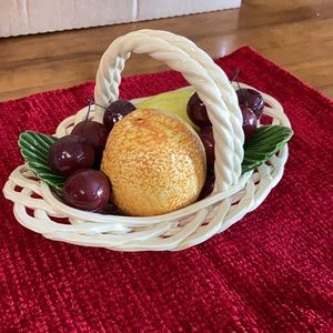 Vintage Capodimonte Ceramic Fruit Basket Italy